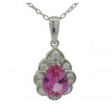 Pear Cut 1.30 ct Pink Sapphire & Diamond Necklace