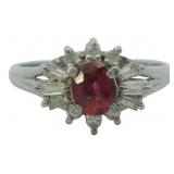 Platinum Natural Ruby & Diamond Ring