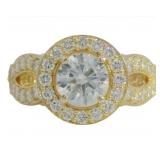 14kt Gold 2.73 ct Round VS Lab Diamond Ring