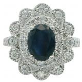 Natural 2.70 ct Sapphire & VS Lab Diamond Ring