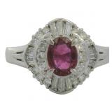 Platinum 1.26 ct Natural Ruby & Diamond Ring