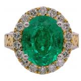 Oval 4.94 ct Lab Emerald & VS Diamond Ring