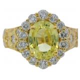 Oval 4.66 ct Yellow Lab Sapphire & Diamond Ring
