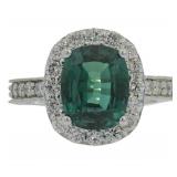 Cushion 4.79 ct Lab Alexandrite & Diamond Ring