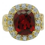 Brilliant 6.26 ct Lab Pink Ruby & VS Diamond Ring