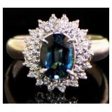 Plat. 1.83 ct Color Change Sapphire & Diamond Ring