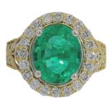 Brilliant 4.19 ct Lab Emerald & VS Diamond Ring