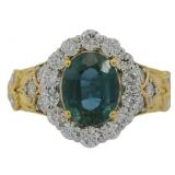 Oval Cut 3.51 ct Lab Alexandrite & Diamond Ring