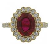 Oval Cut 5.06 ct Lab Pink Ruby & Diamond Ring