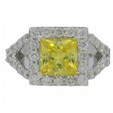 Yellow 3.38 ct Lab Sapphire & Diamond Ring