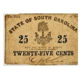 1863 South Carolina 25 Cent Civil War Bank Note