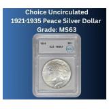 MS63 1921-1935 Peace Silver Dollar