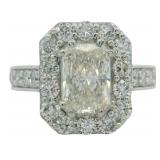 14kt Gold 2.77 ct Radiant Cut VS Lab Diamond Ring