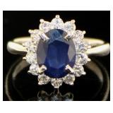 Platinum 2.50 ct Natural Sapphire & Diamond Ring