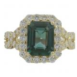 10kt Gold 3.93 ct Lab Alexandrite & Diamond Ring