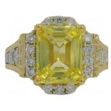 Yellow 5.84 ct Lab Sapphire & VS Diamond Ring