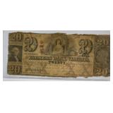 1848 $20 Farmers Bank of VA Obsolete Currency Note