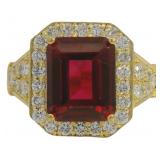 Brilliant 6.87 ct Pink Lab Ruby & VS Diamond Ring