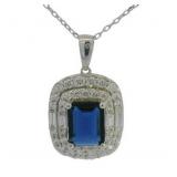 Emerald Cut 3.54 ct Sapphire & Diamond Necklace