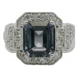 Lab 4.43 ct Color Change Sapphire & Diamond Ring