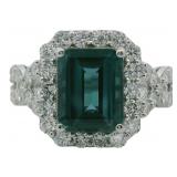 10kt Gold 4.05 ct Lab Alexandrite & Diamond Ring