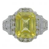 Yellow 5.96 ct Lab Sapphire & Diamond Ring