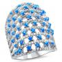 Stunning XXL Blue Opal & White Topaz Designer Ring