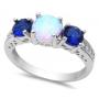 Quality White Opal & Blue Sapphire Designer Ring