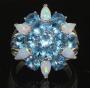 Stunning Blue Topaz & Fire Opal Cocktail Ring
