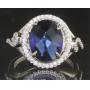 Elegant Oval Sapphire & White Topaz Ring