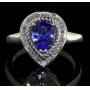 Natural 2.26 ct Pear Cut Tanzanite & Diamond Ring