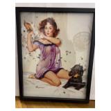 Framed Pin-up Model Print by Gil Elvgren