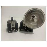 2 Vintage Kodak Brownie Hawkeye Flash cameras