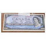 1954 Canadian $5 bill