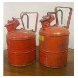 2 Vintage Red Safety Cans