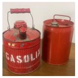 Two Red Vintage Gas Can/Drum