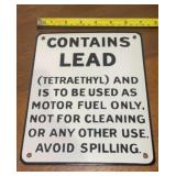 Contains Lead metal sign