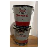 2 Esso collector, tins, or buckets made in
