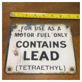 Contains Lead metal sign