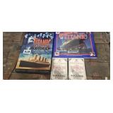 2 Titanic books with faux boarding passes