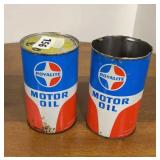 2 empty collectable Royalite oil cans