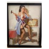 Framed Pin-up Model Print by Gil Elvgren