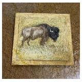 Ceramic tile/plaque to Calgary Buffalo, 6" square