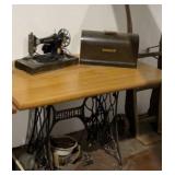 Singer, sewing machine and table