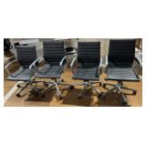 4 Black Office Chairs, faux leather