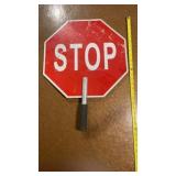 Stop and Slow handheld metal sign
