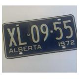 Vintage 1972 Alberta License Plate, single