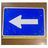 White and Blue Arrow heavy metal sign