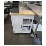 28 by 17 inch wooden stand on wheels