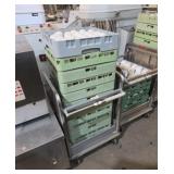 Dishwasher tray cart with dishware